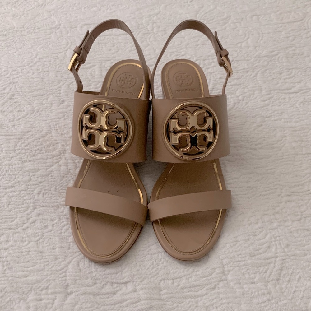 Tory Burch Miller Wedge Nude Sandals